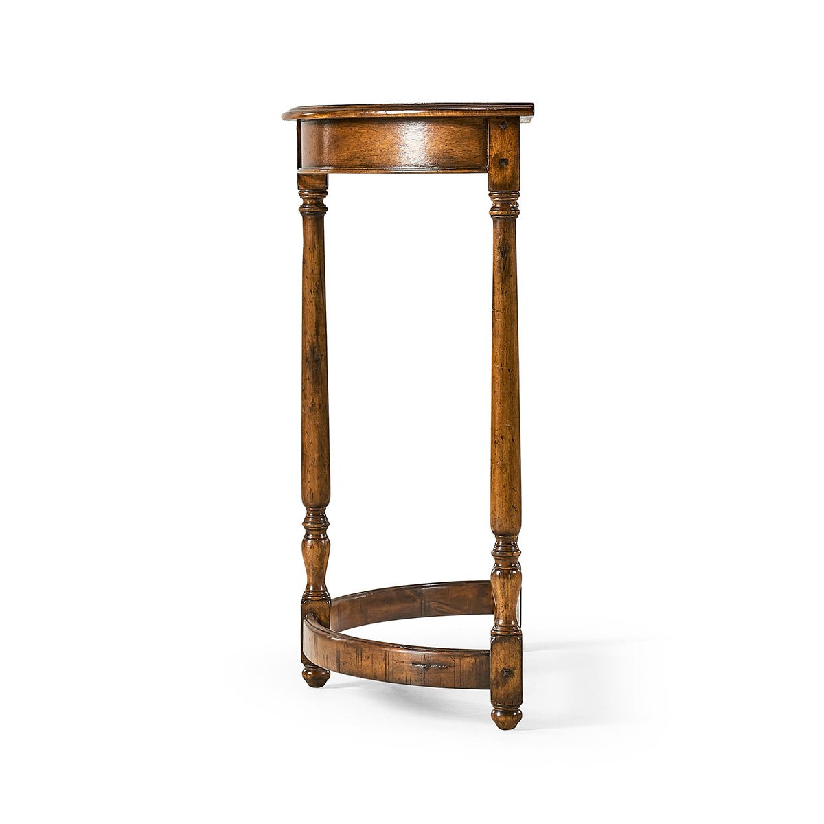 Country Walnut Demilune Console - English Georgian America
