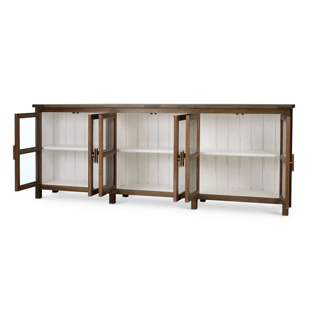 Country Wood Sideboard with Glass Doors - English Georgian America