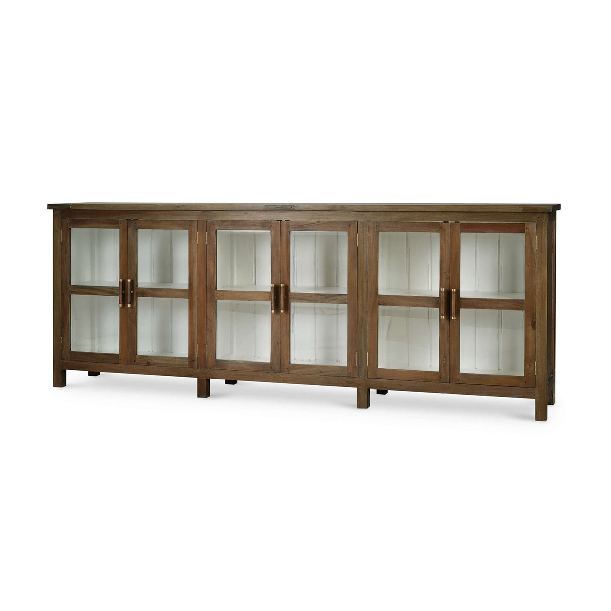 Country Wood Sideboard with Glass Doors - English Georgian America