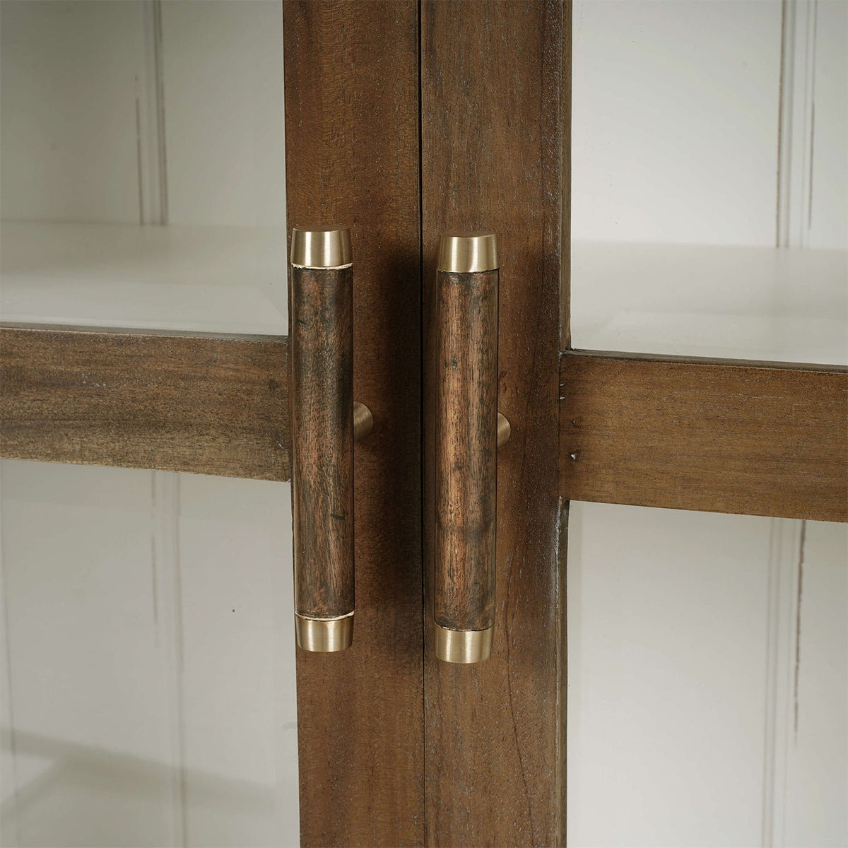 Country Wood Sideboard with Glass Doors - English Georgian America