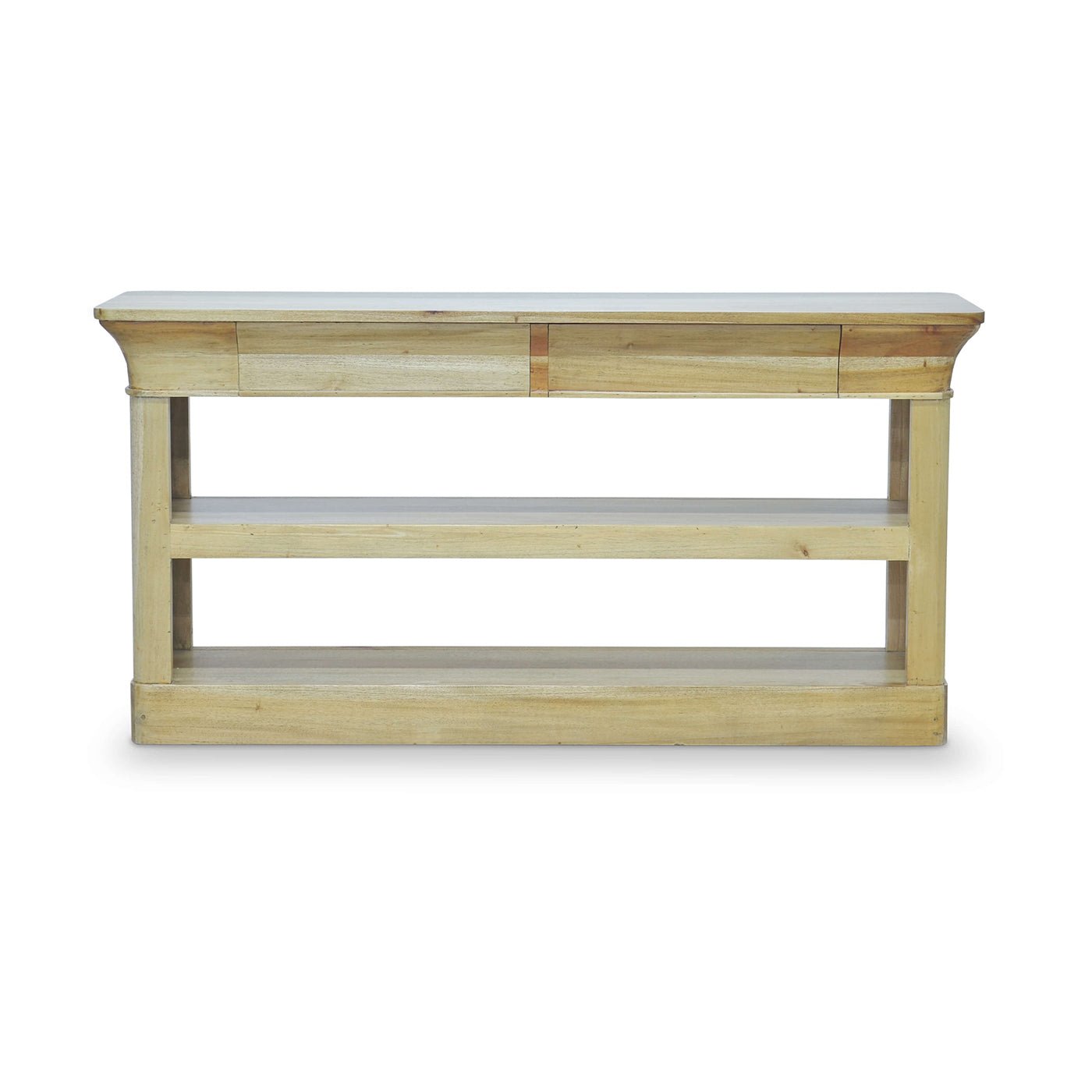 Crowned Modern Console Table in Natural Fruitwood - English Georgian America