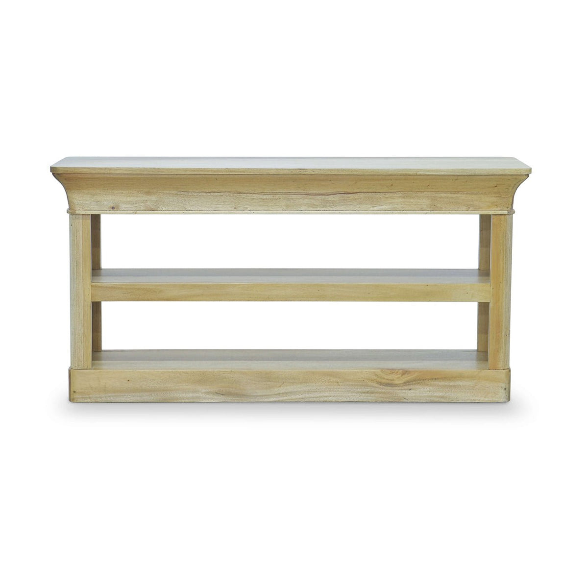 Crowned Modern Console Table in Natural Fruitwood - English Georgian America