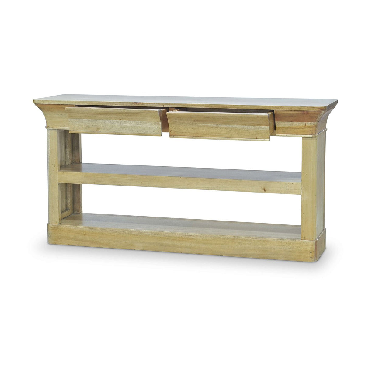 Crowned Modern Console Table in Natural Fruitwood - English Georgian America