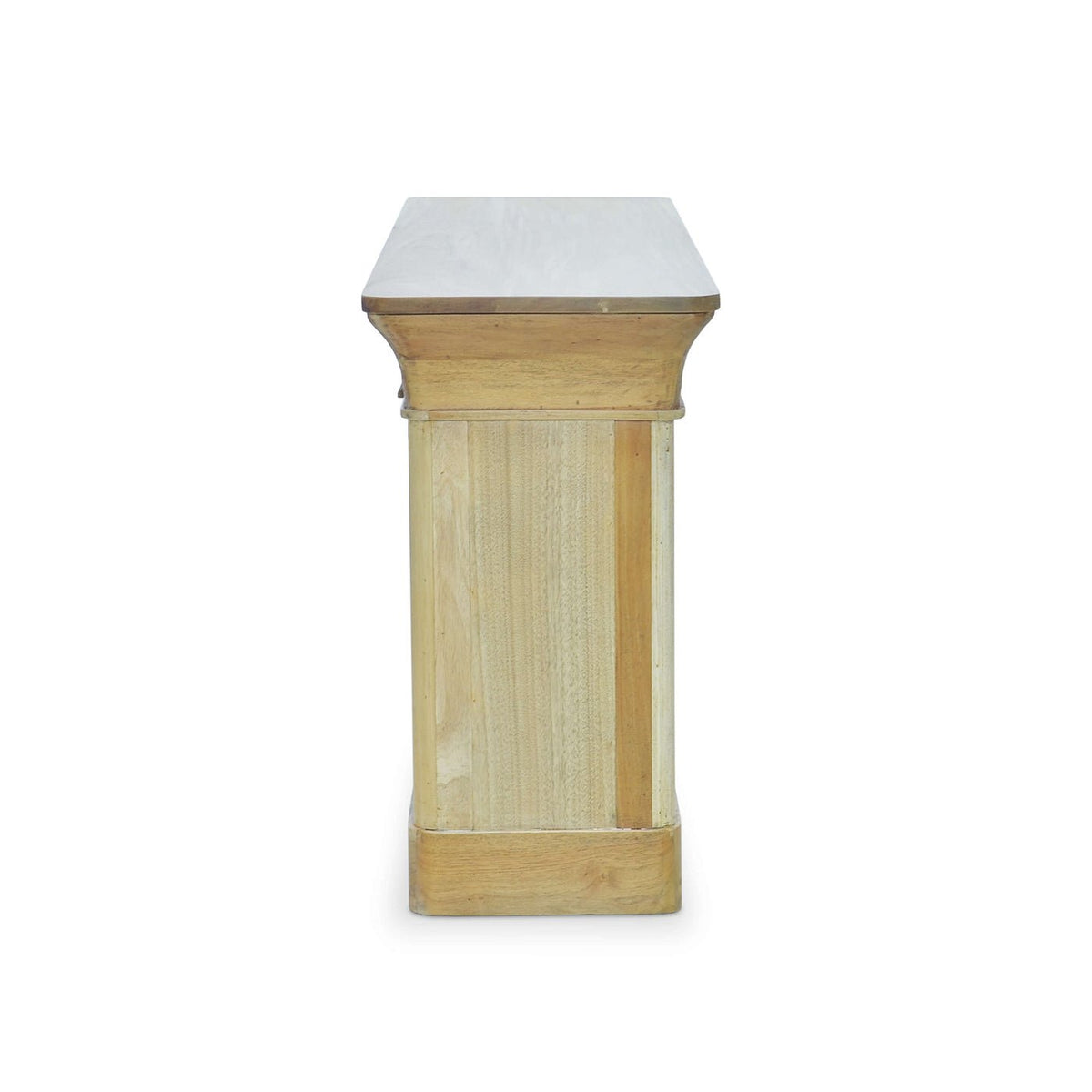 Crowned Modern Console Table in Natural Fruitwood - English Georgian America