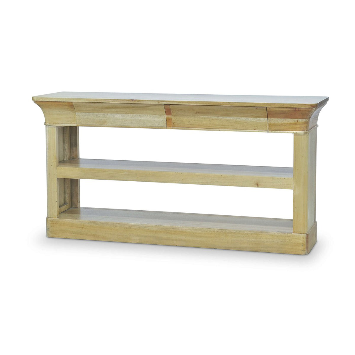 Crowned Modern Console Table in Natural Fruitwood - English Georgian America