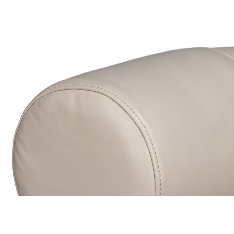 Crystal White Leather Swivel Chair - English Georgian America