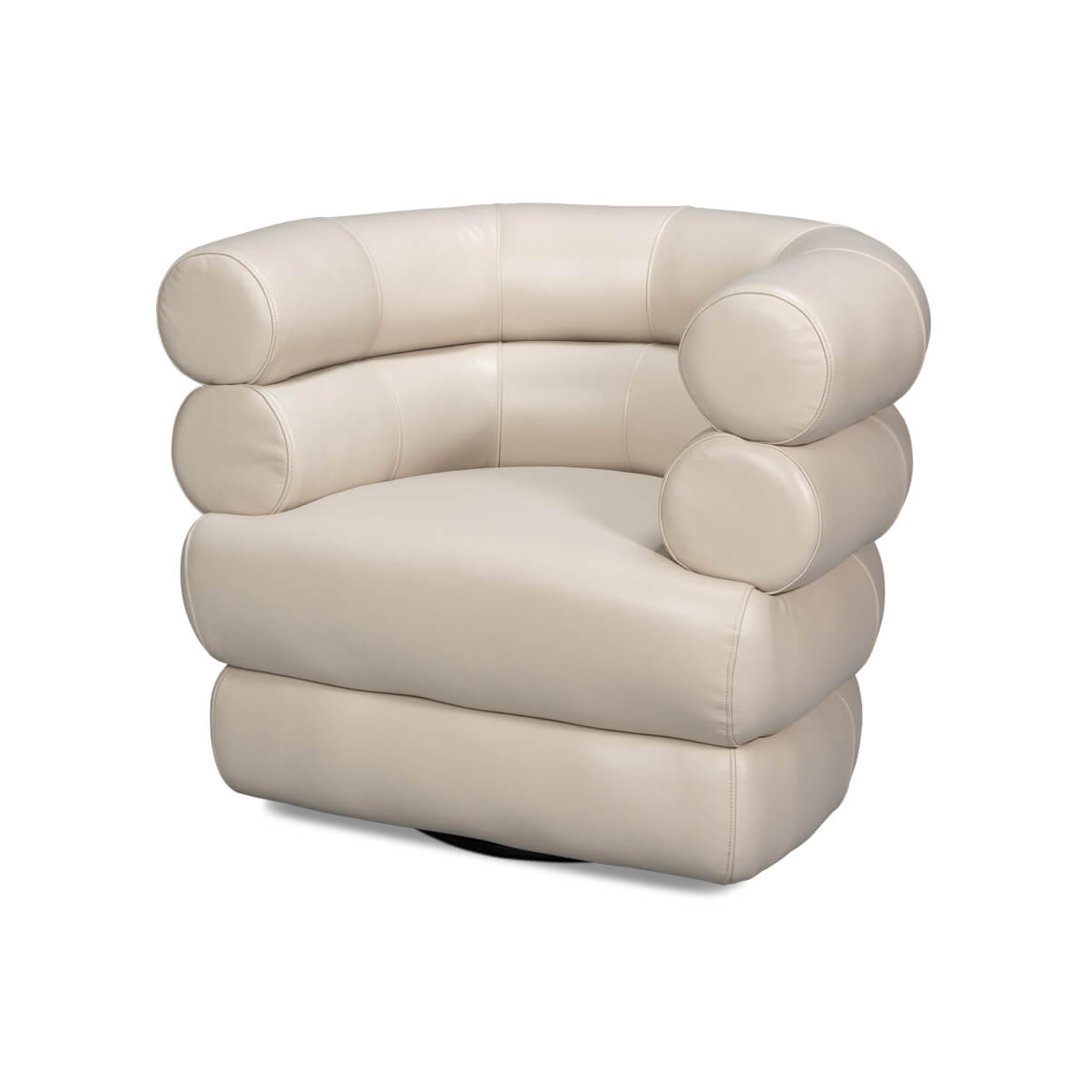 Crystal White Leather Swivel Chair - English Georgian America