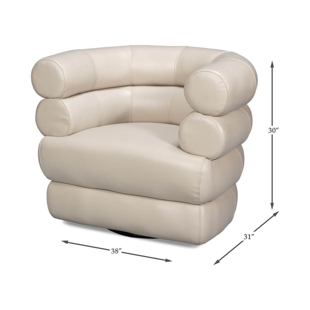 Crystal White Leather Swivel Chair - English Georgian America