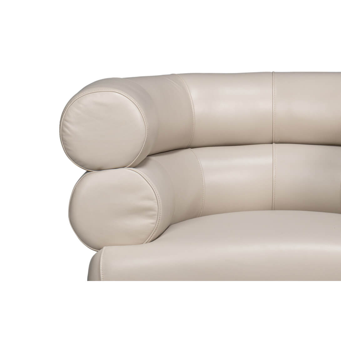 Crystal White Leather Swivel Chair - English Georgian America