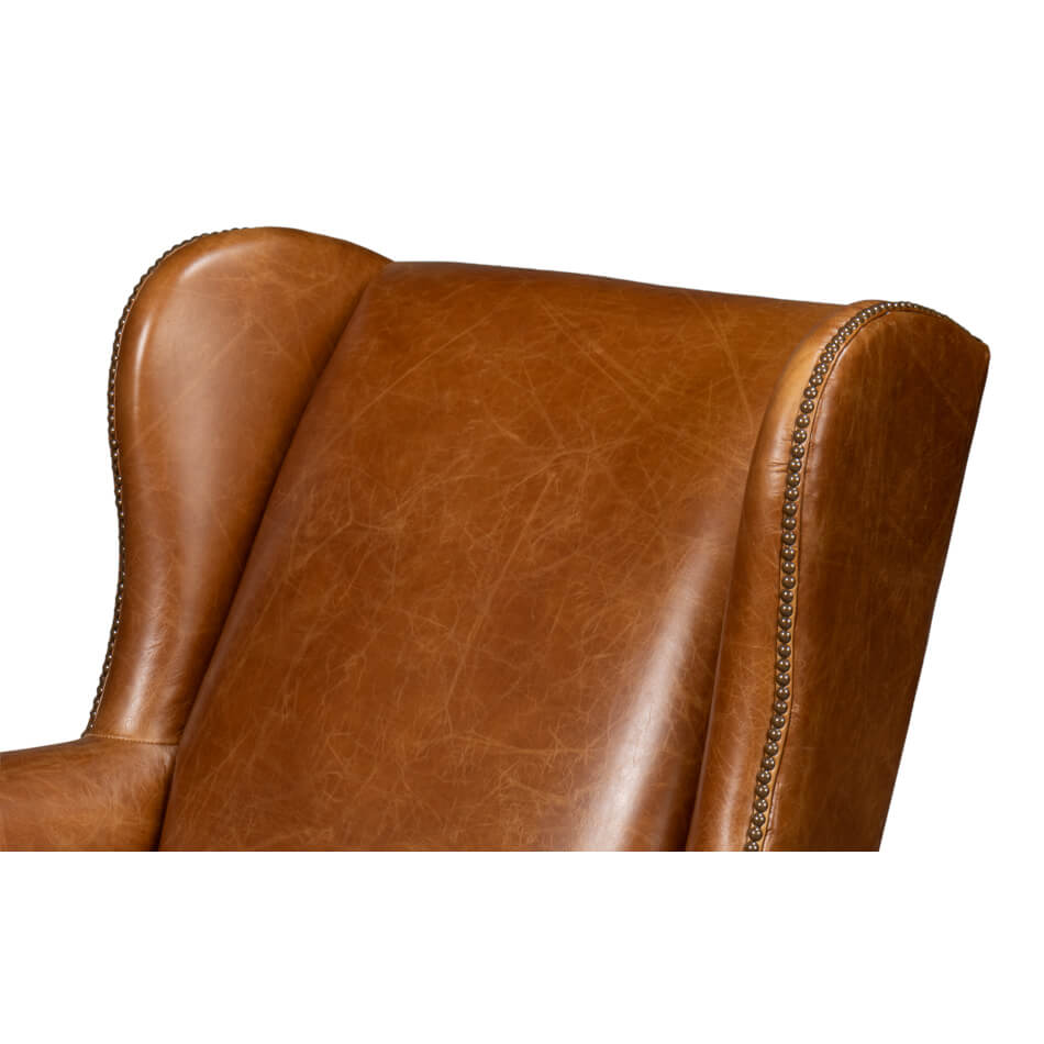 Cuba Brown Classic Leather Armchair - English Georgian America