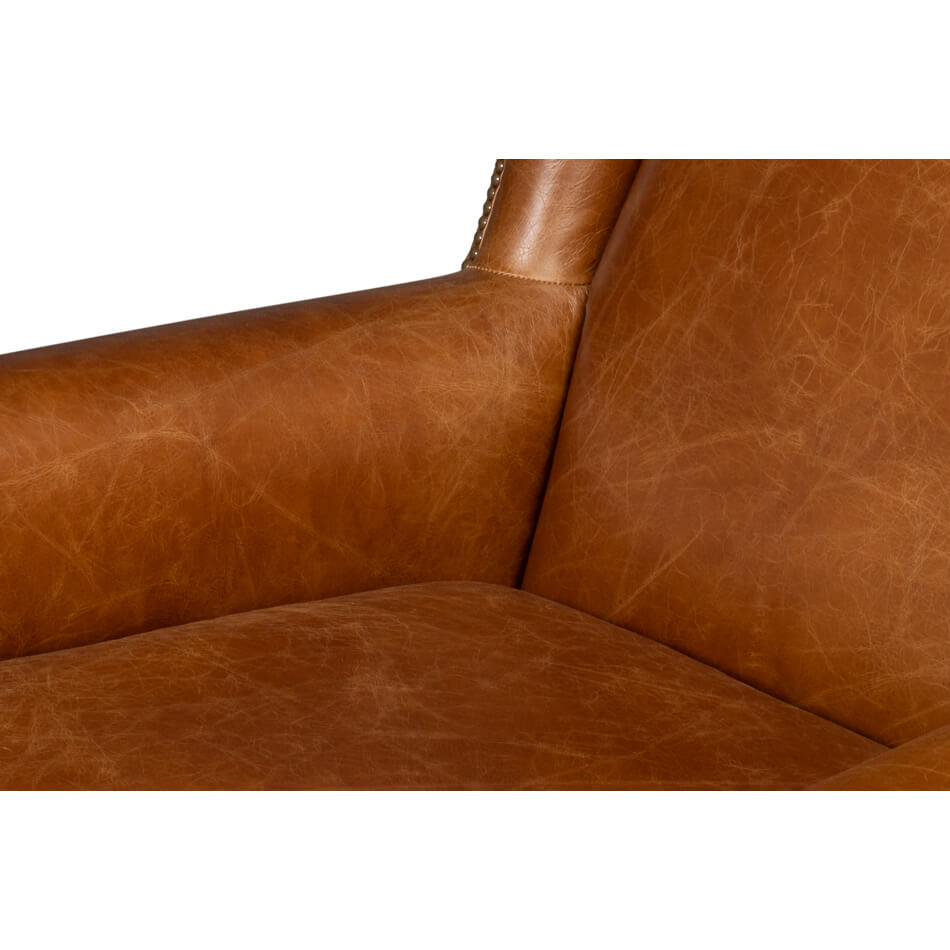 Cuba Brown Classic Leather Armchair - English Georgian America