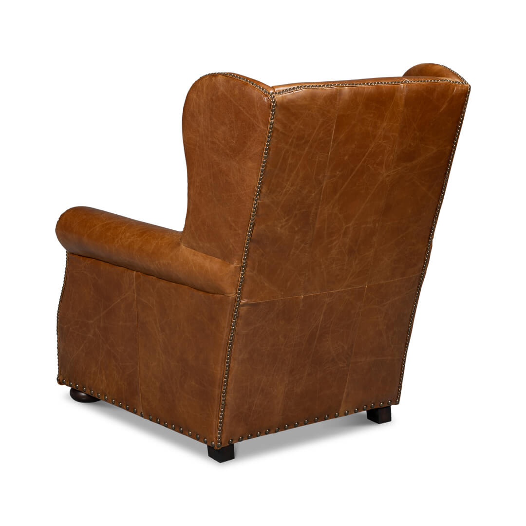 Cuba Brown Classic Leather Armchair - English Georgian America