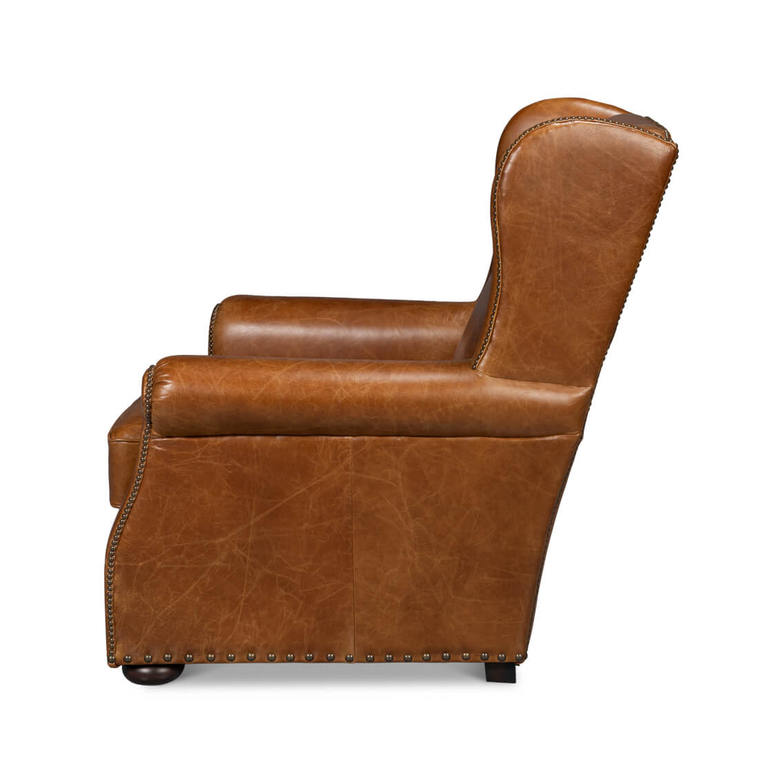 Cuba Brown Classic Leather Armchair - English Georgian America