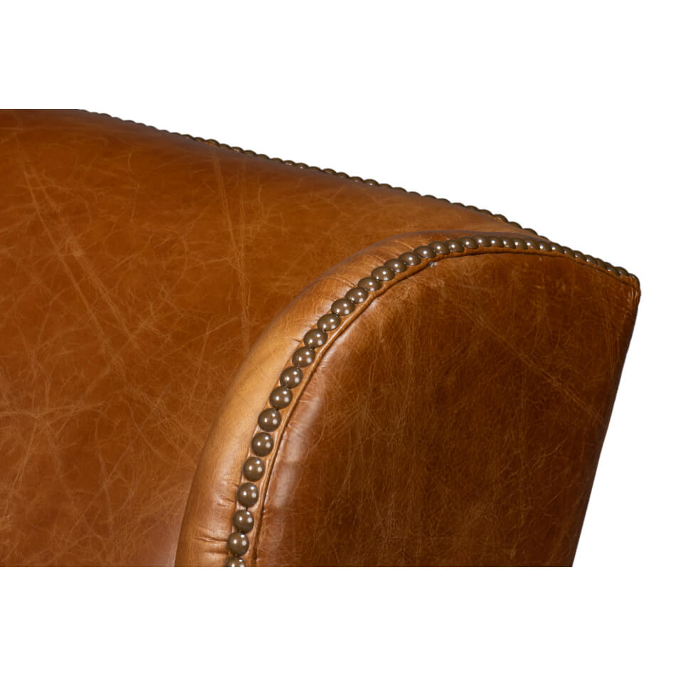 Cuba Brown Classic Leather Armchair - English Georgian America