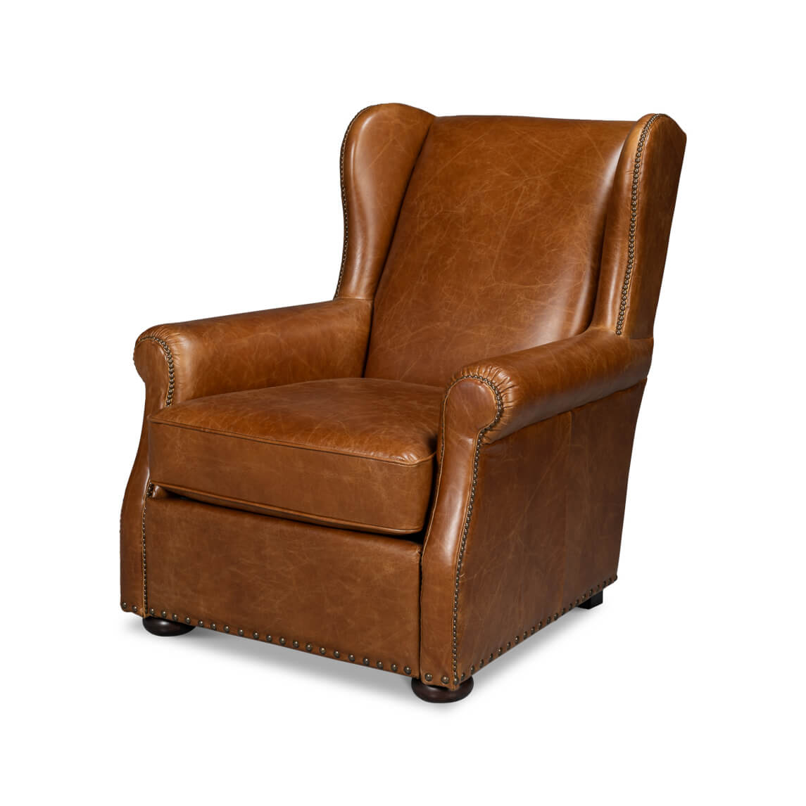 Cuba Brown Classic Leather Armchair - English Georgian America