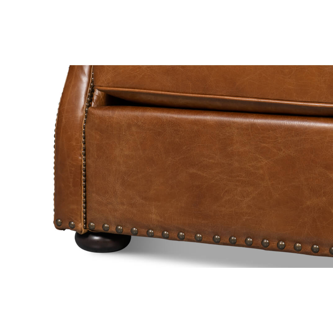 Cuba Brown Classic Leather Armchair - English Georgian America