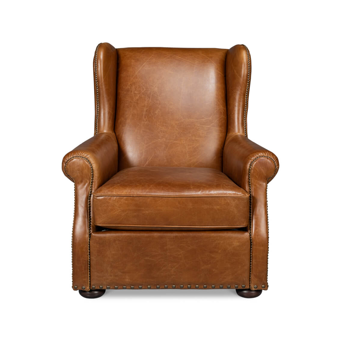 Cuba Brown Classic Leather Armchair - English Georgian America