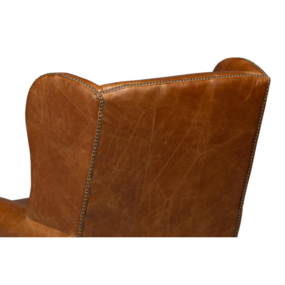 Cuba Brown Classic Leather Armchair - English Georgian America