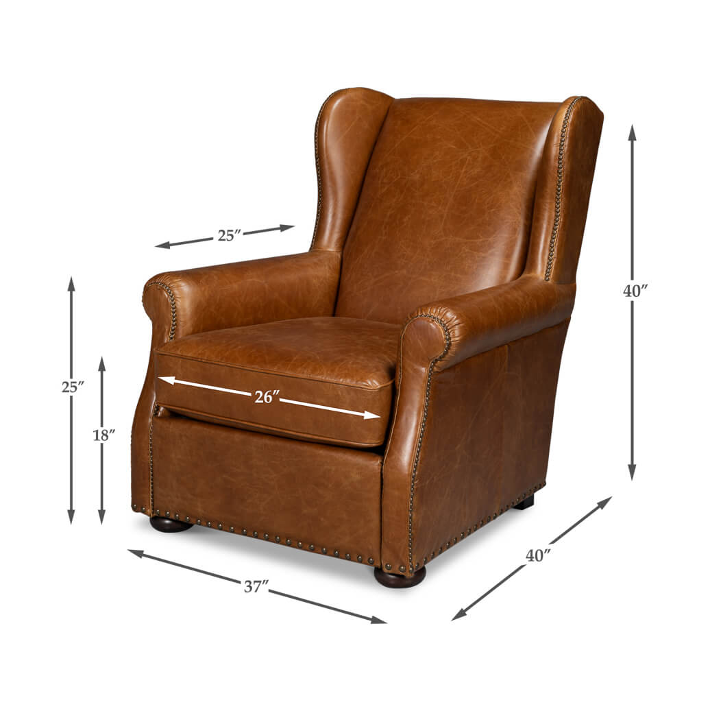 Cuba Brown Classic Leather Armchair - English Georgian America
