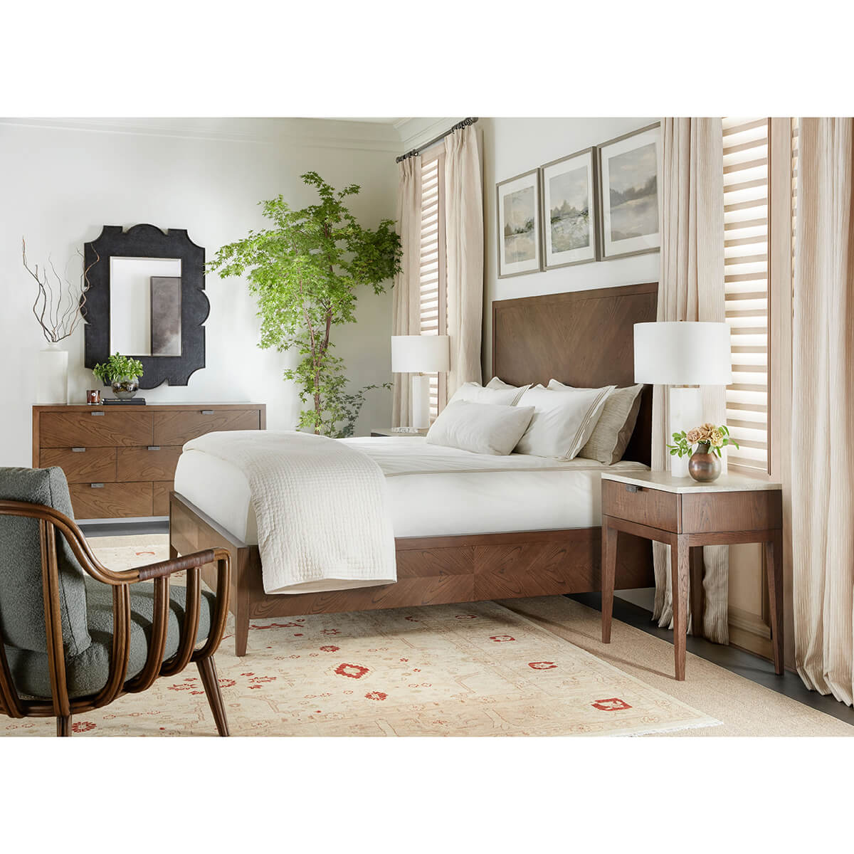 Dark Ash Modern Nightstand - English Georgian America