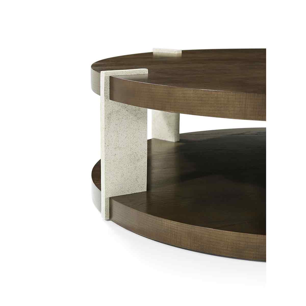 Dark Ash Round Coffee Table - English Georgian America