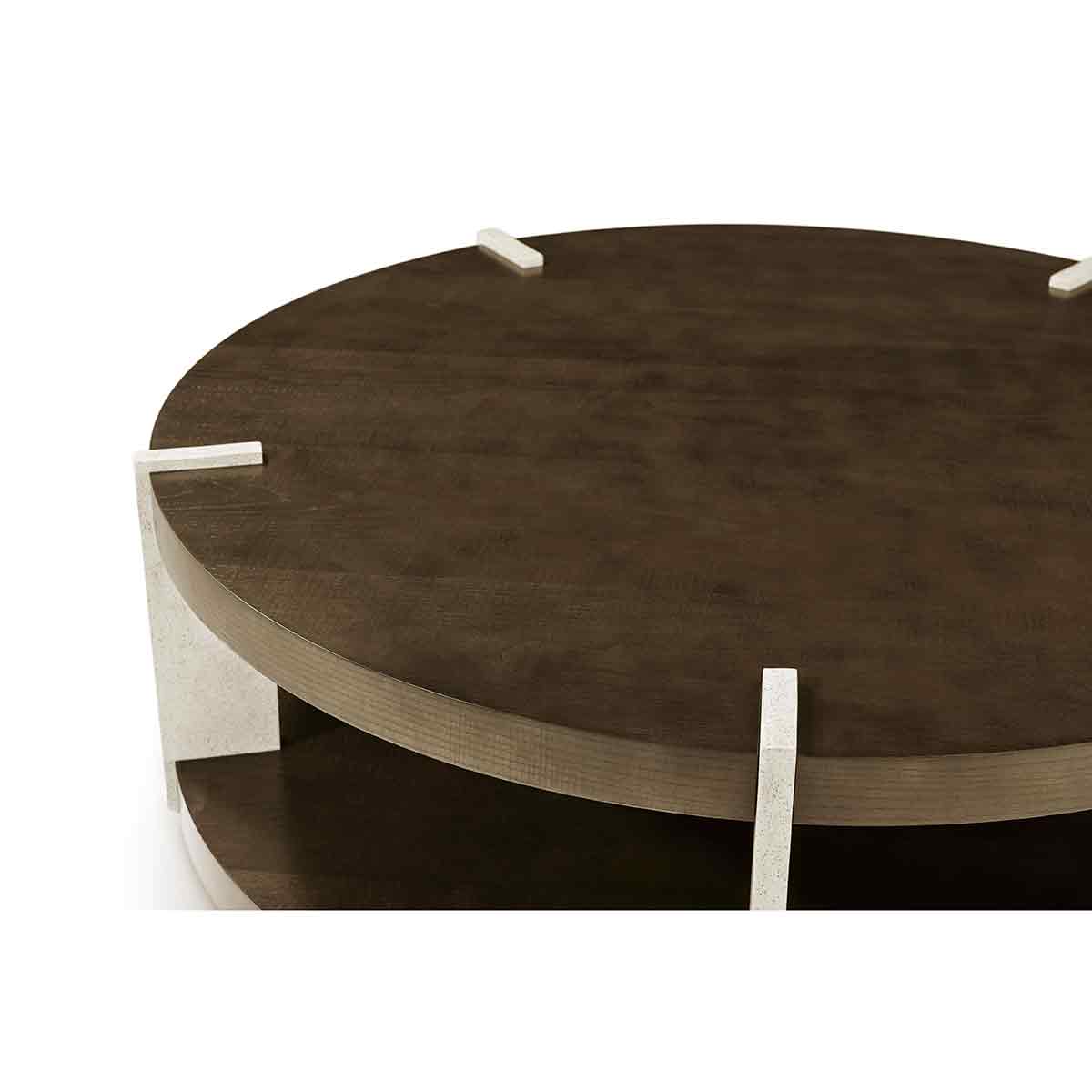 Dark Ash Round Coffee Table - English Georgian America