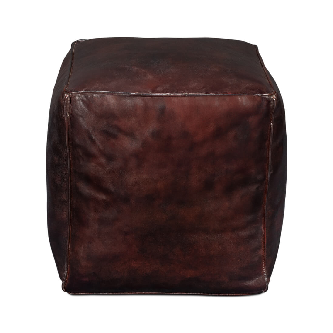 Dark Brown Leather Cube - English Georgian America