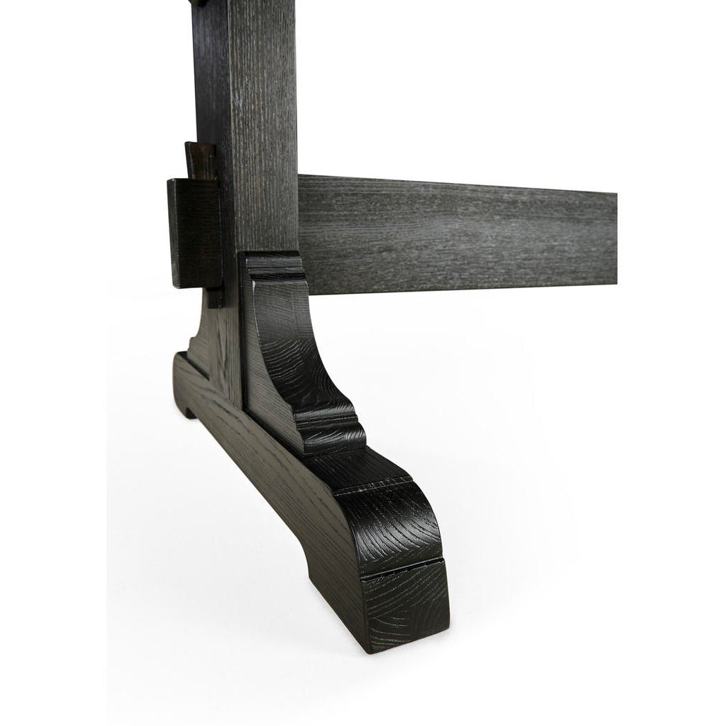 Dark European Ash Trestle End Dining Table - English Georgian America