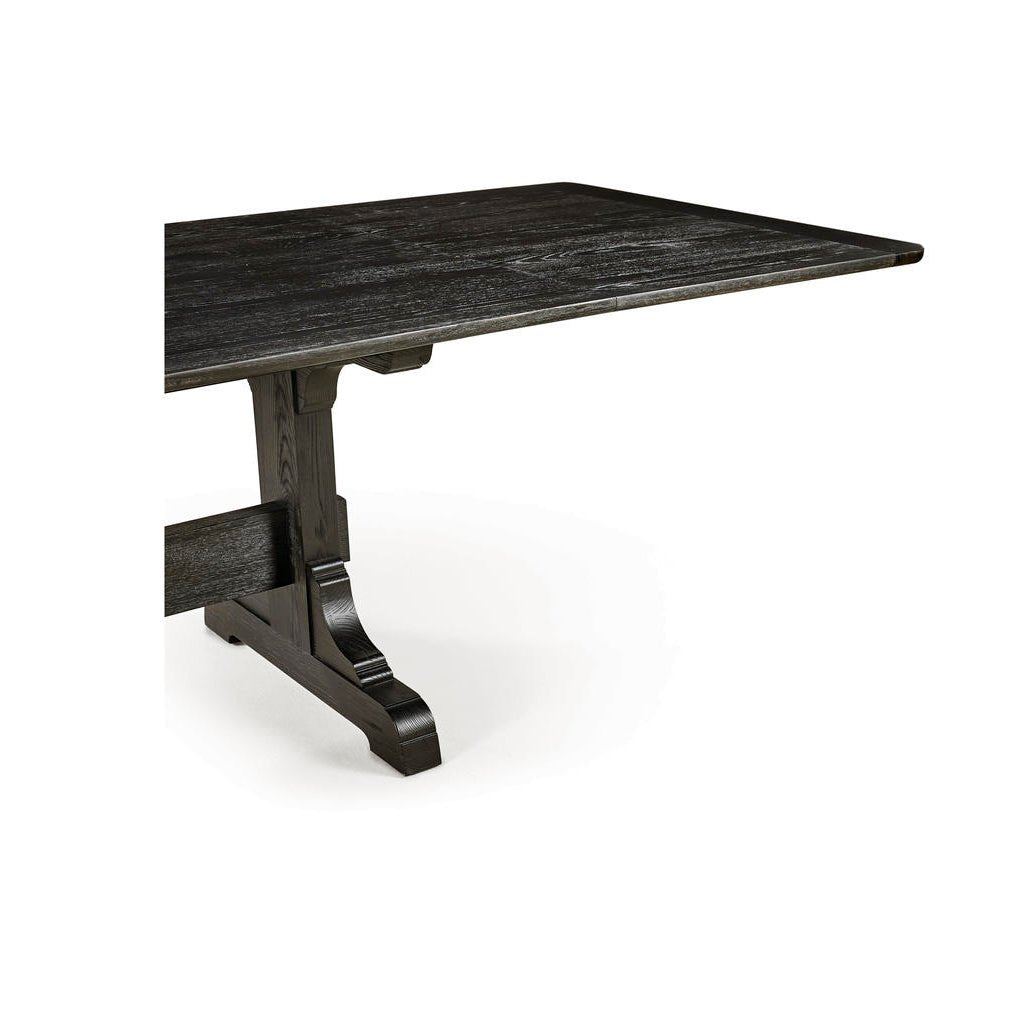 Dark European Ash Trestle End Dining Table - English Georgian America