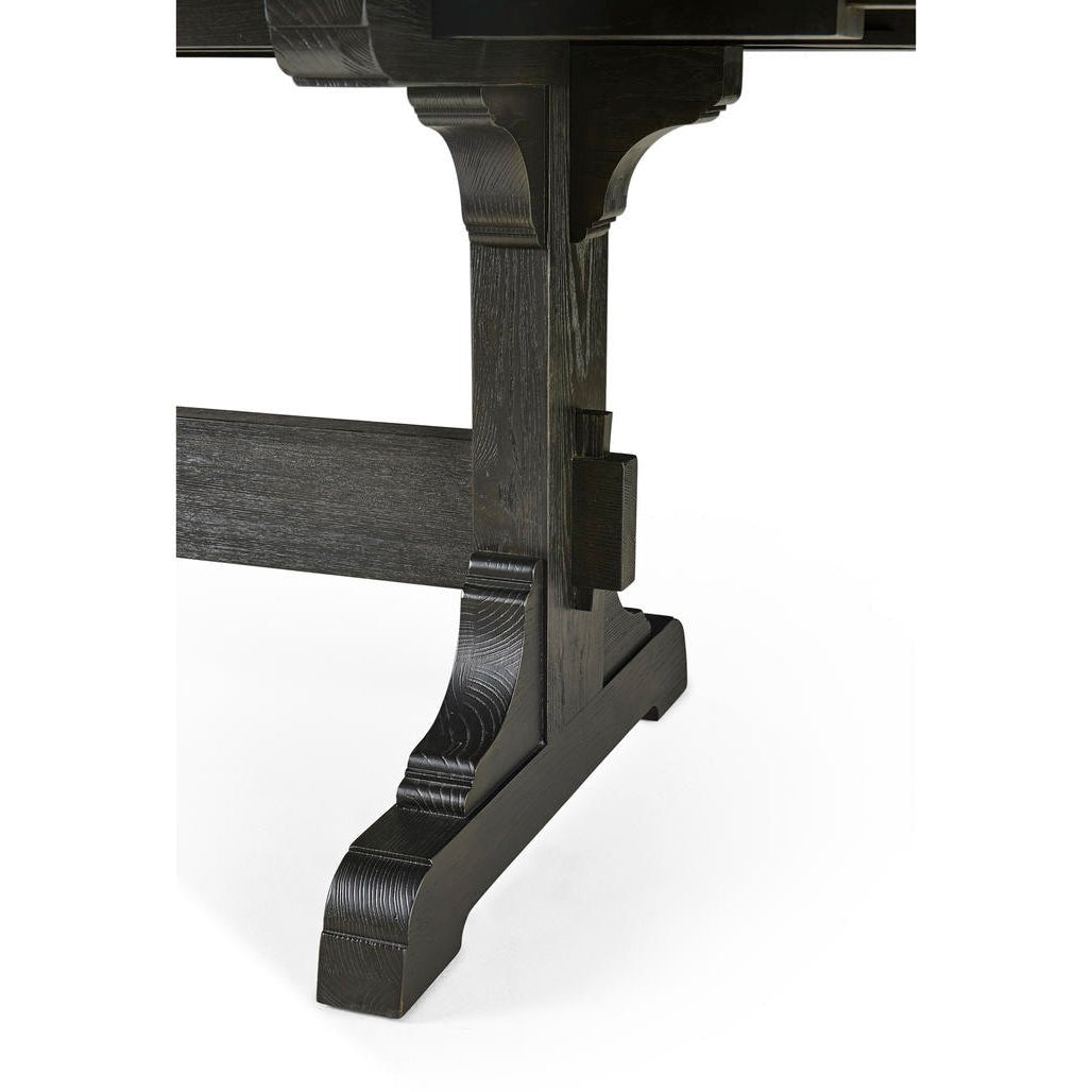 Dark European Ash Trestle End Dining Table - English Georgian America
