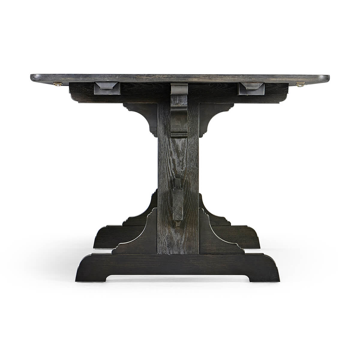 Dark European Ash Trestle End Dining Table - English Georgian America
