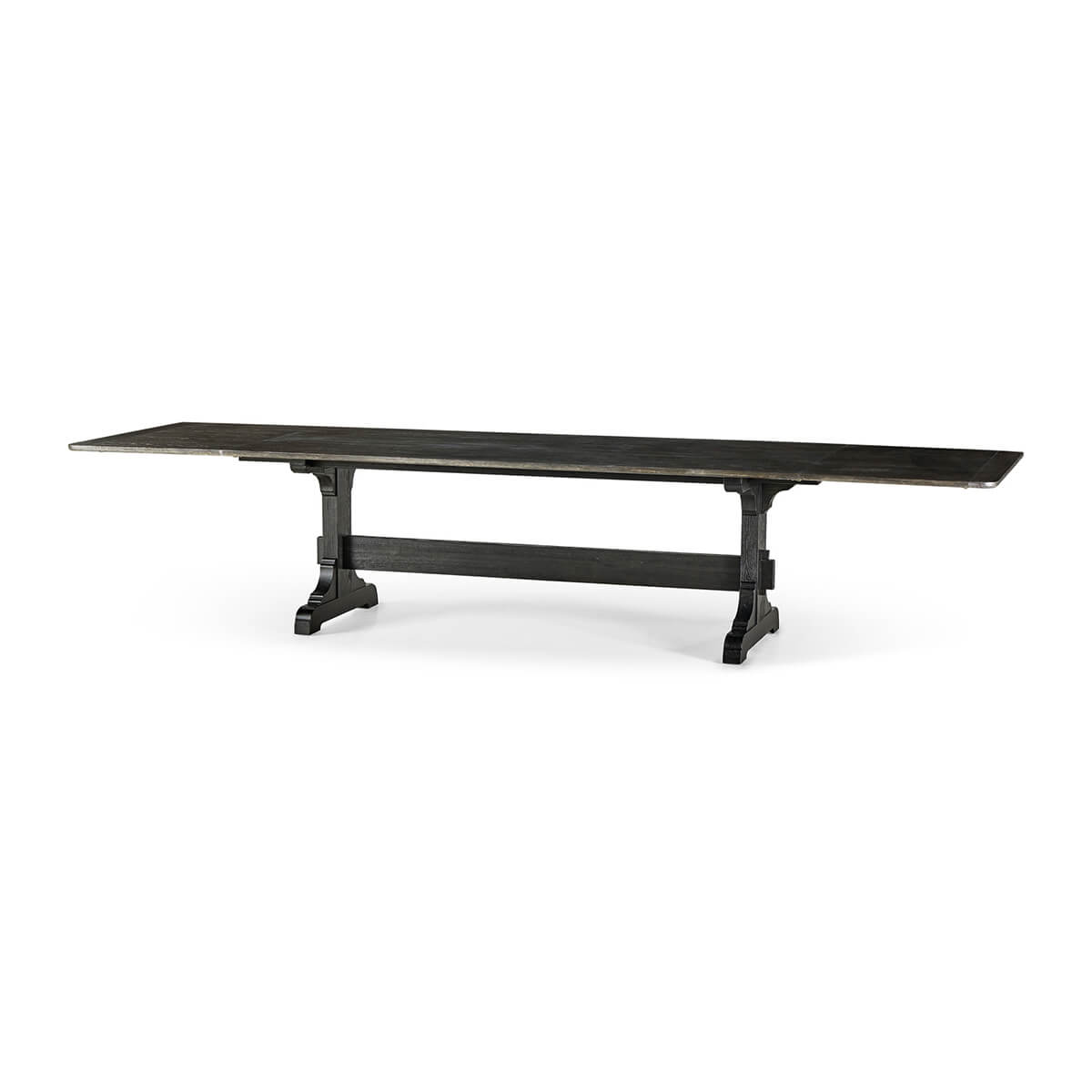 Dark European Ash Trestle End Dining Table - English Georgian America