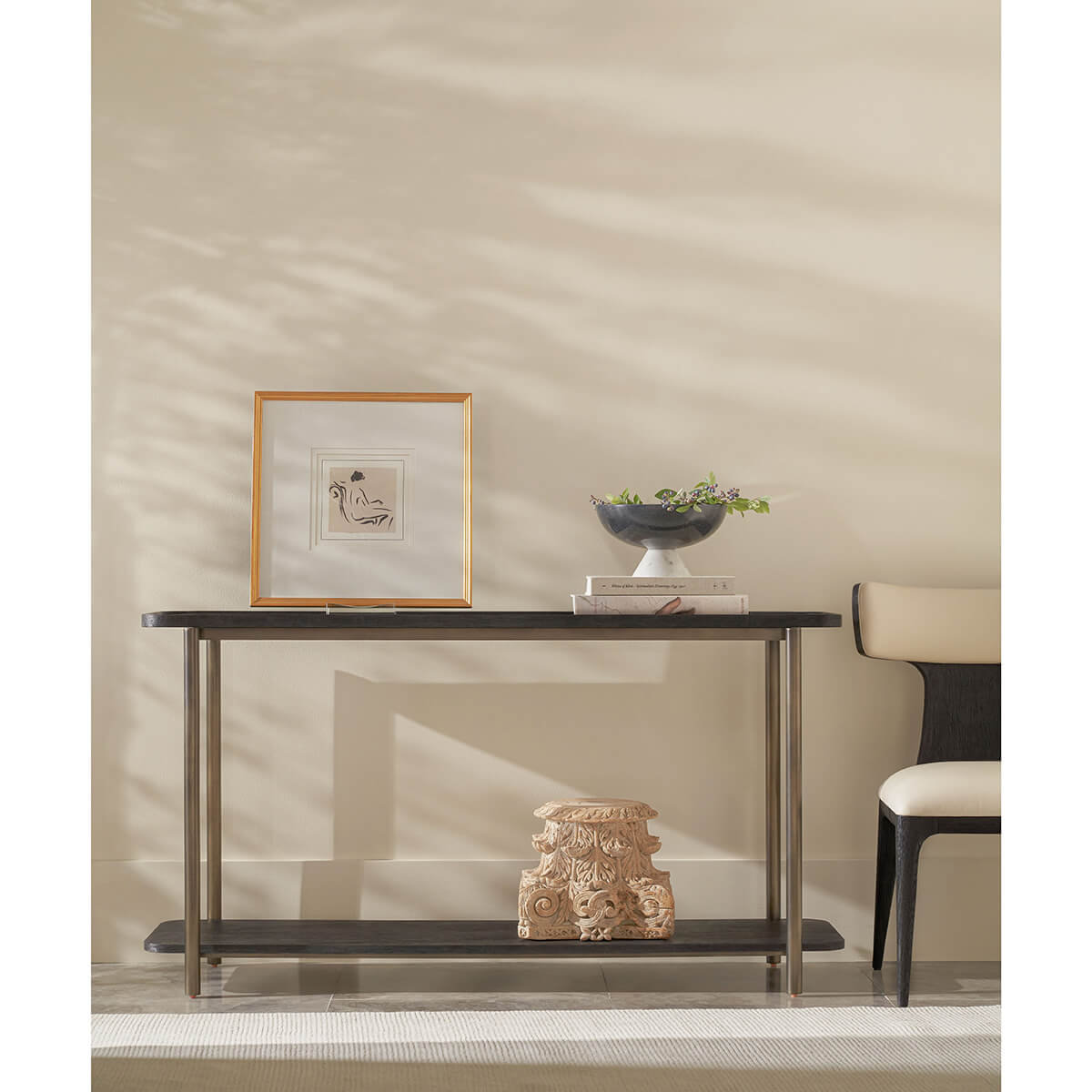 Dark Modern Oak Console Table - English Georgian America