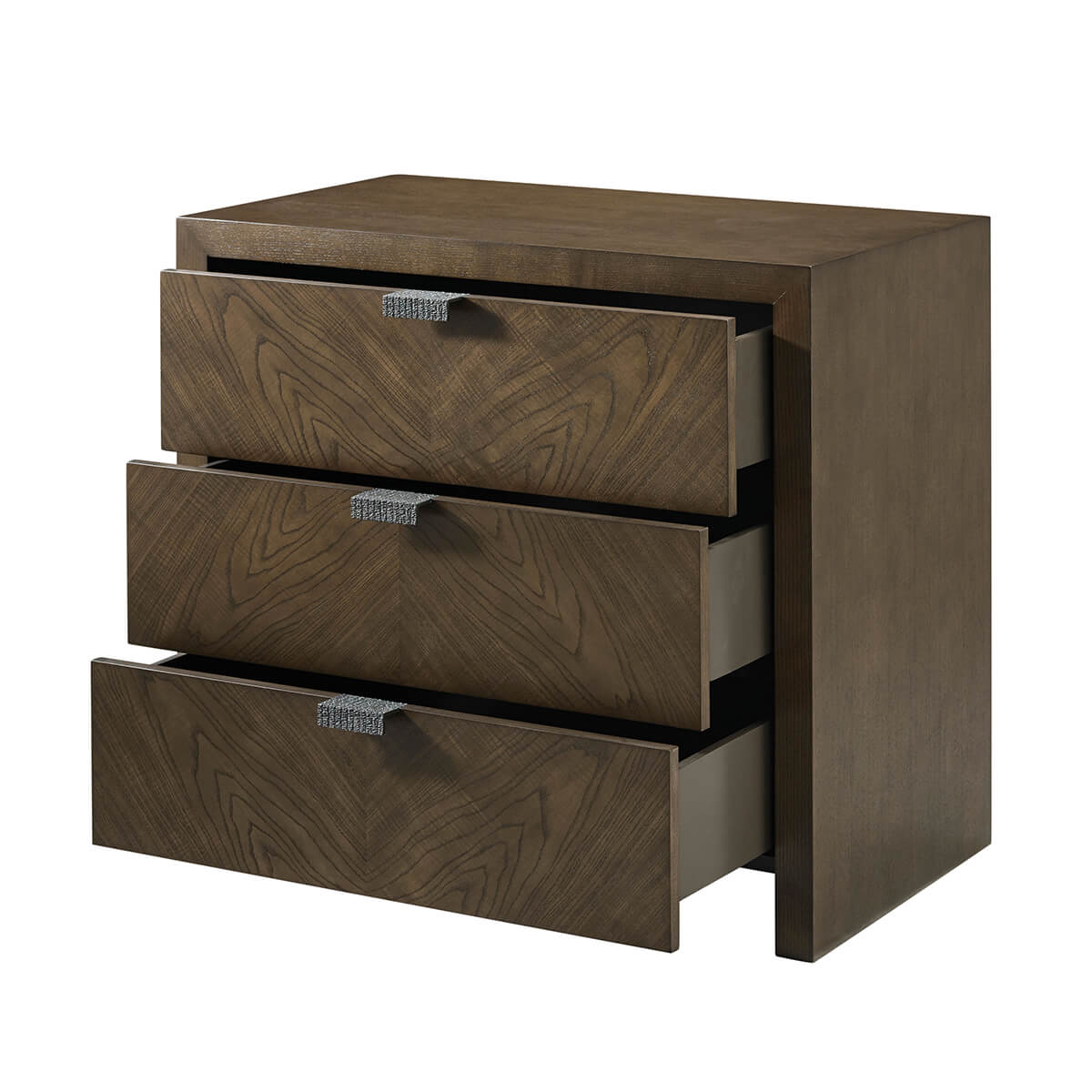 Dark Modern Three Drawer Nightstand - English Georgian America