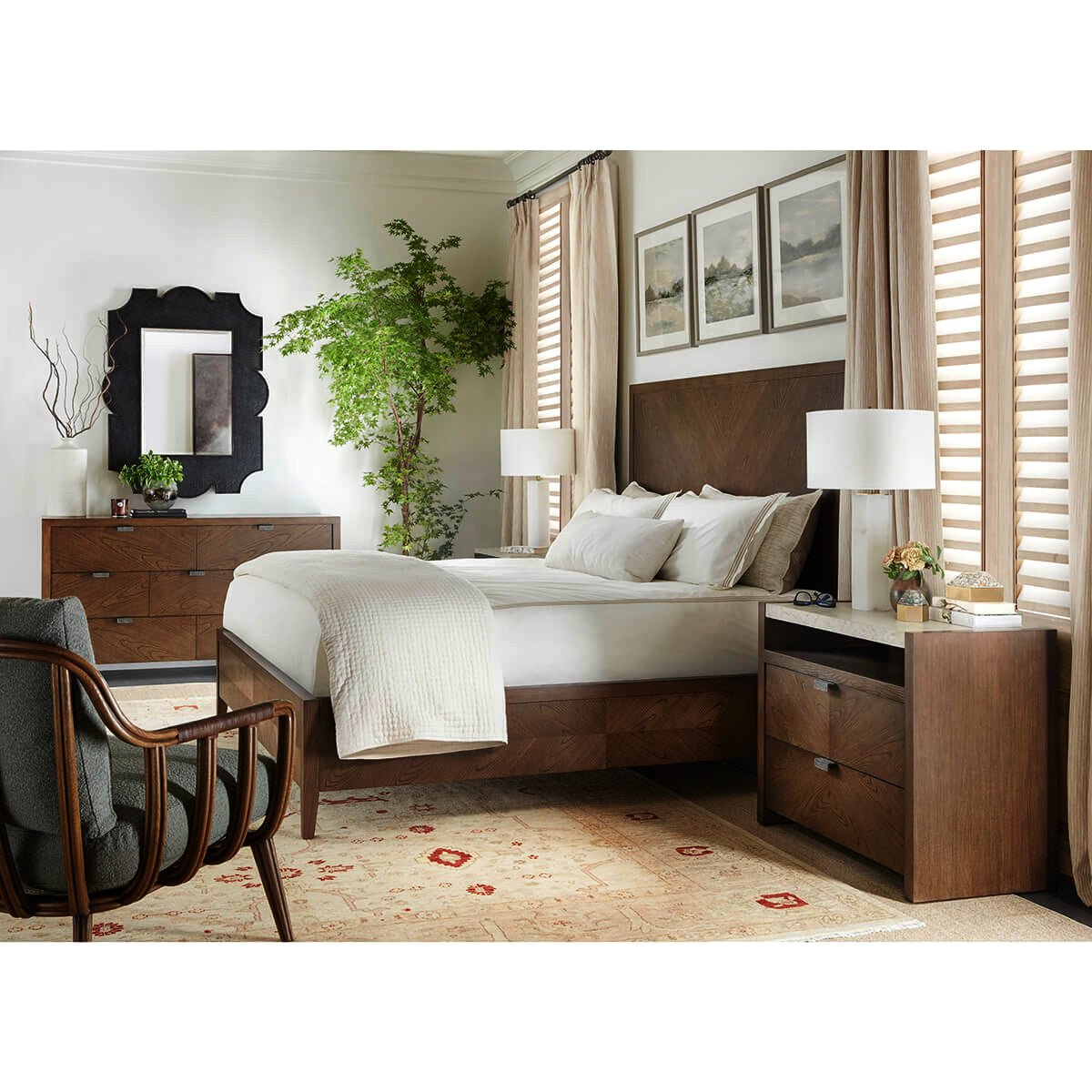 Dark Modern Two Drawer Nightstand - English Georgian America