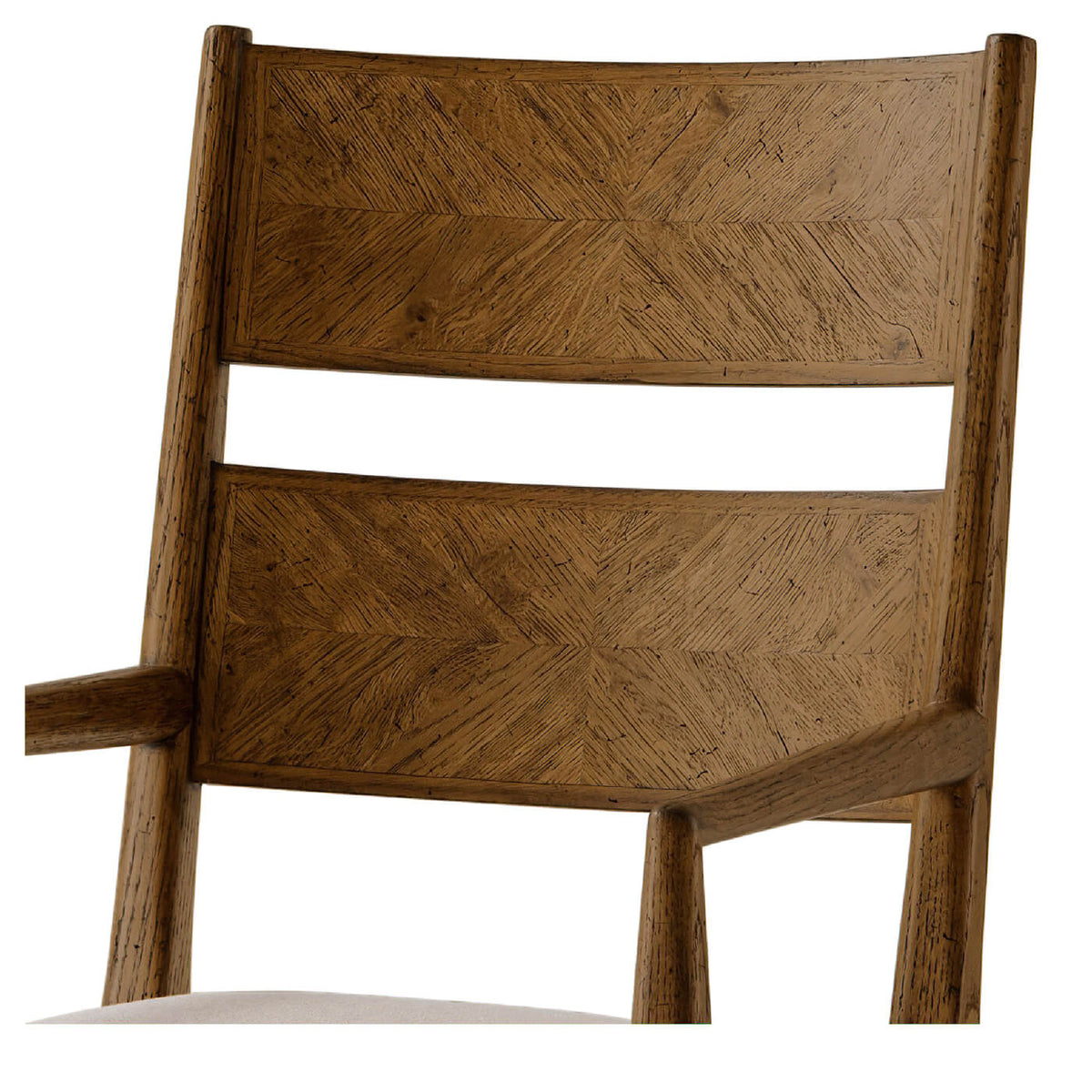 Dark Oak Parquetry Dining Arm Chair - English Georgian America
