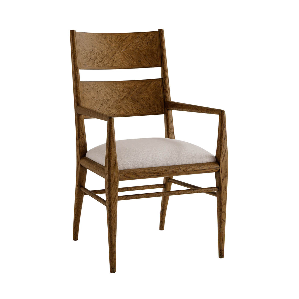 Dark Oak Parquetry Dining Arm Chair - English Georgian America