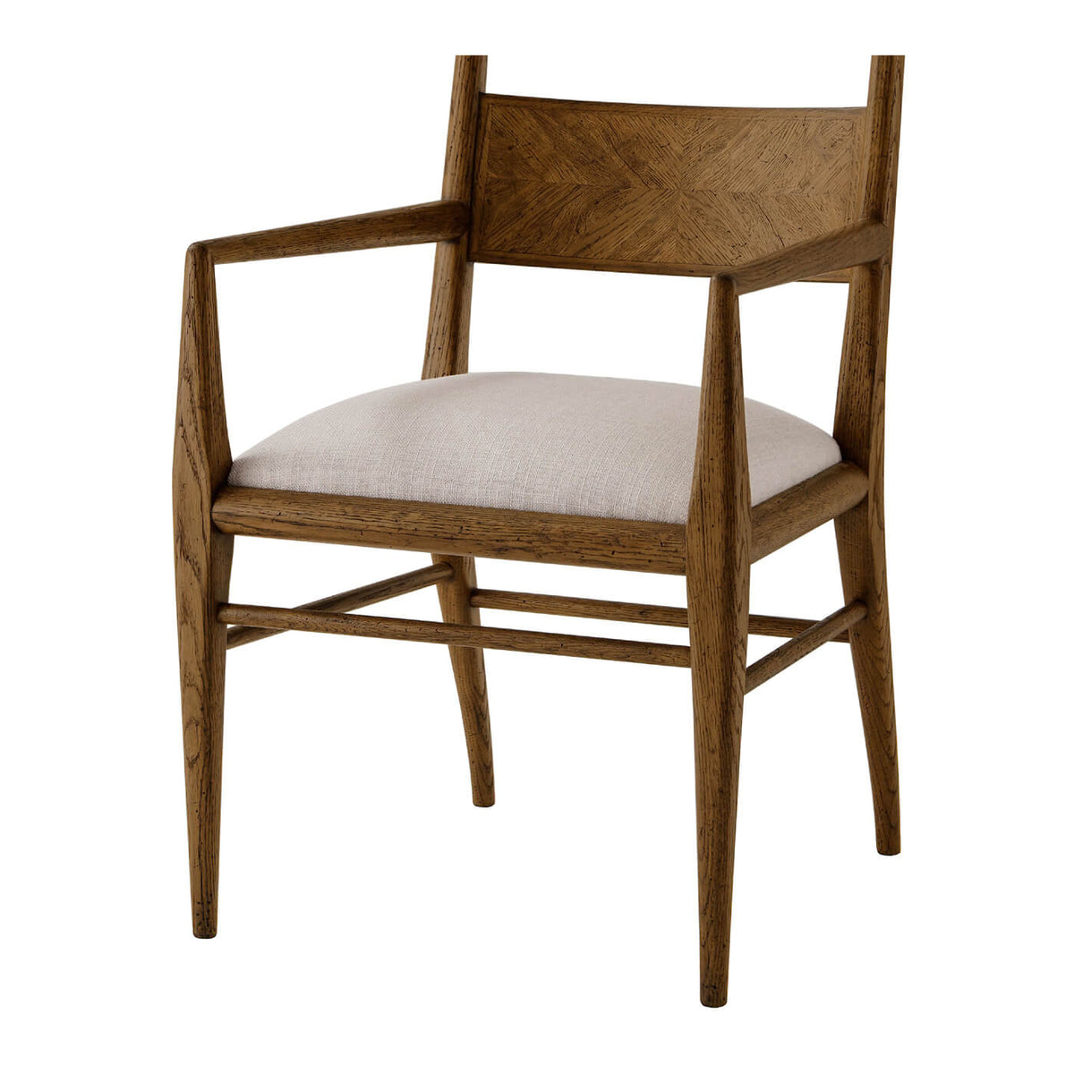 Dark Oak Parquetry Dining Arm Chair - English Georgian America