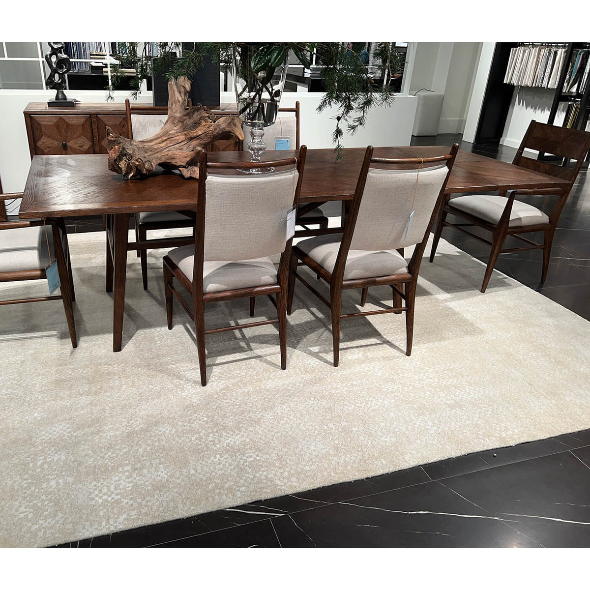 Dark Oak Parquetry Extending Dining Table - English Georgian America