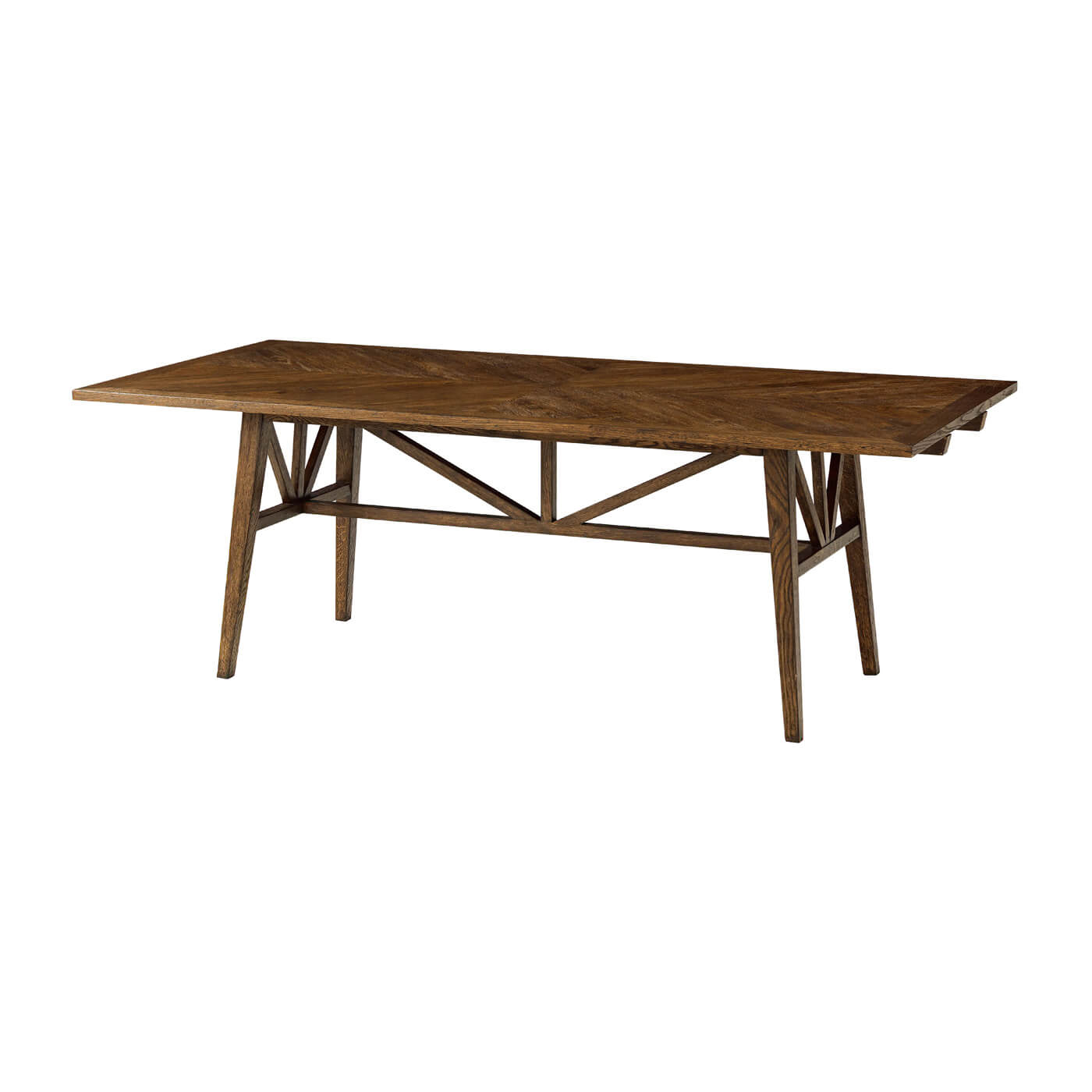 Dark Oak Parquetry Extending Dining Table - English Georgian America