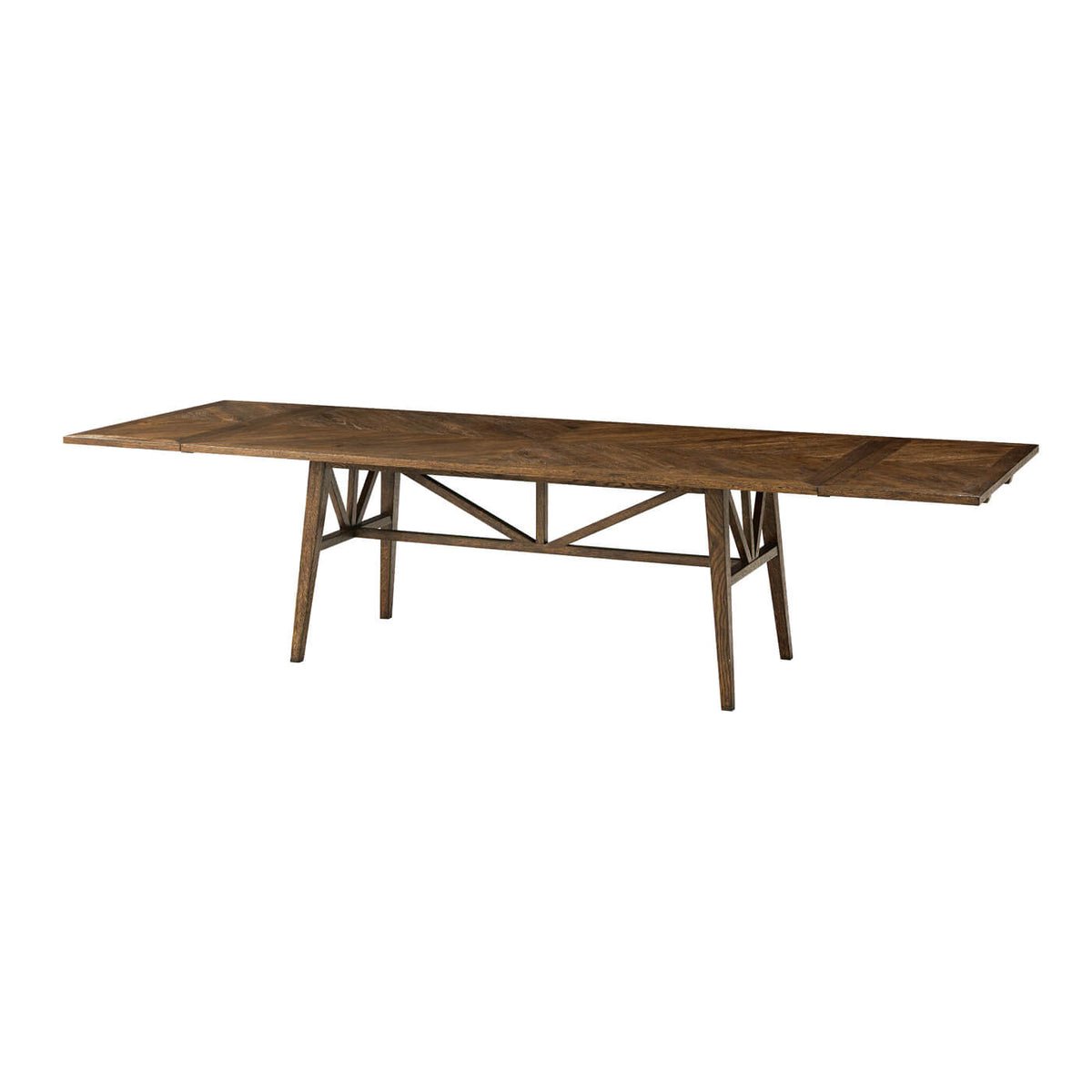 Dark Oak Parquetry Extending Dining Table - English Georgian America
