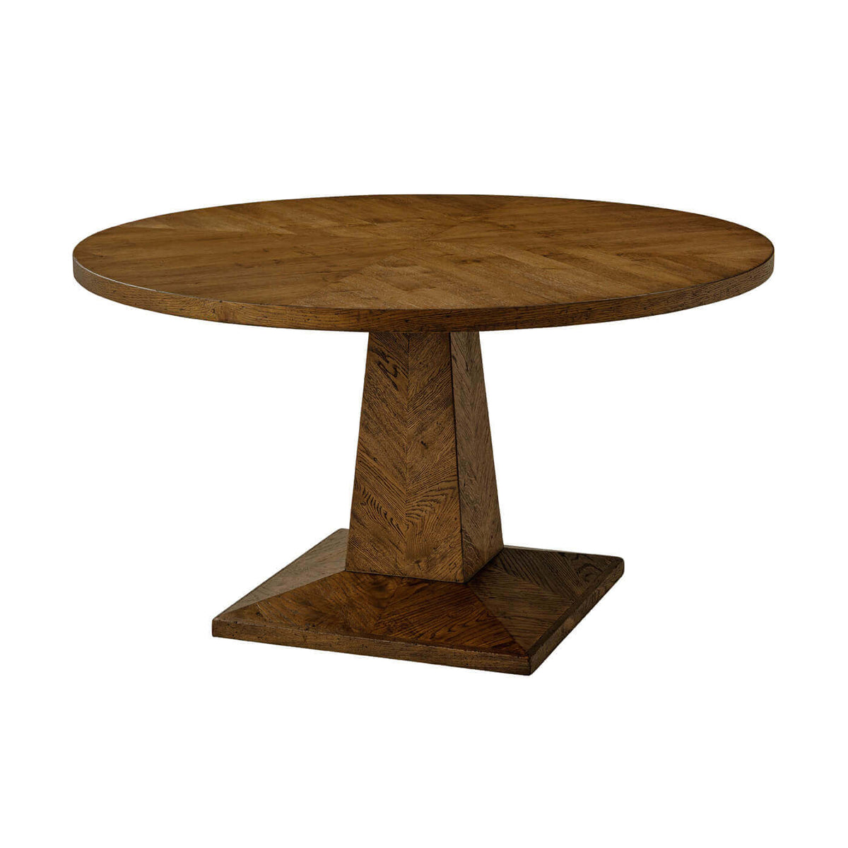 Dark Oak Parquetry Round Dining Table - English Georgian America