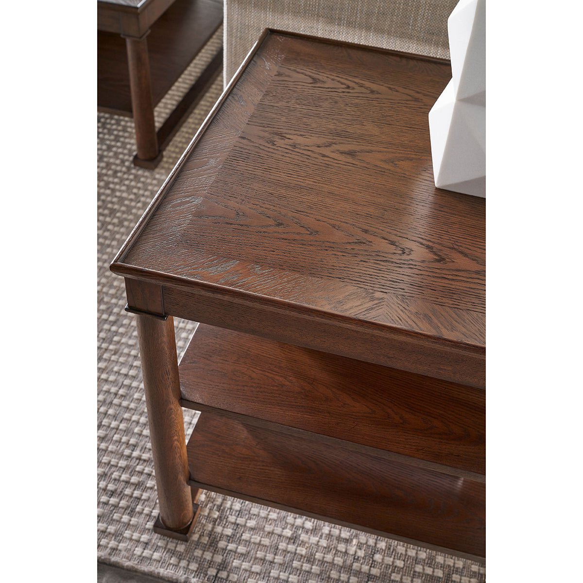 Dark Oak Square Side Table - English Georgian America