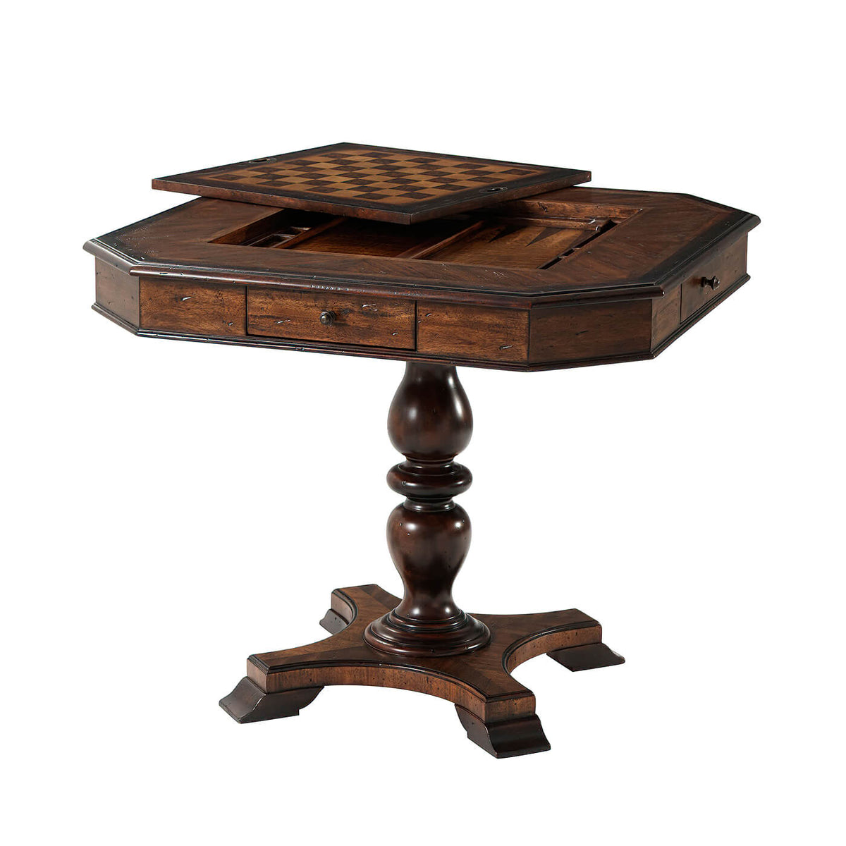Dark Rustic Game Table - English Georgian America