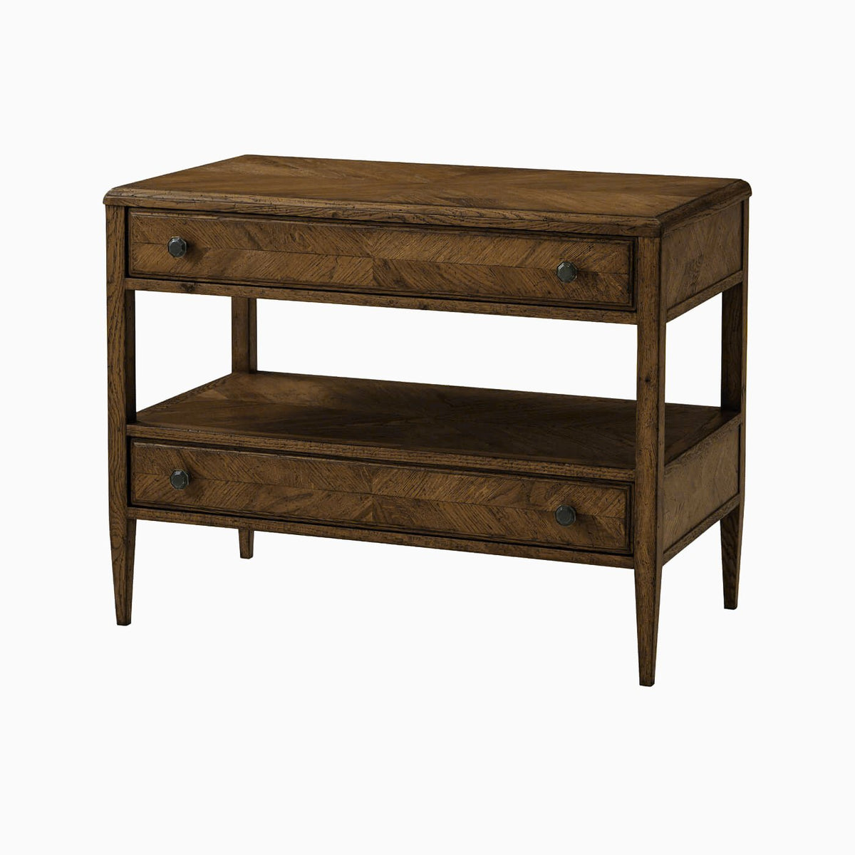 Dark Rustic Oak Bedside Table - English Georgian America