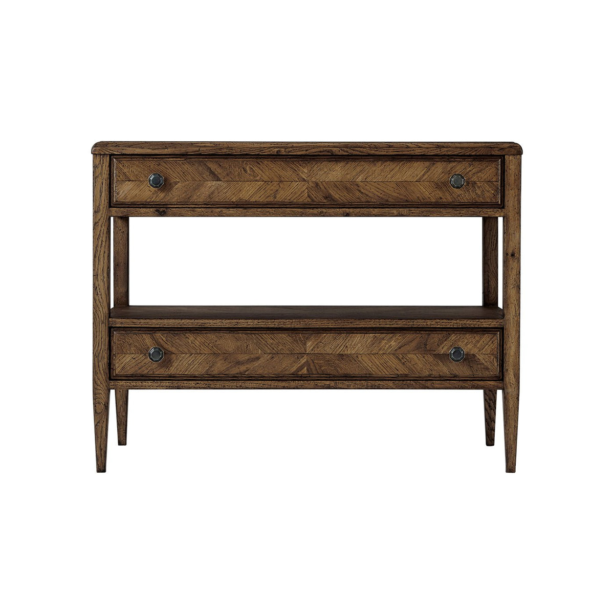 Dark Rustic Oak Bedside Table - English Georgian America