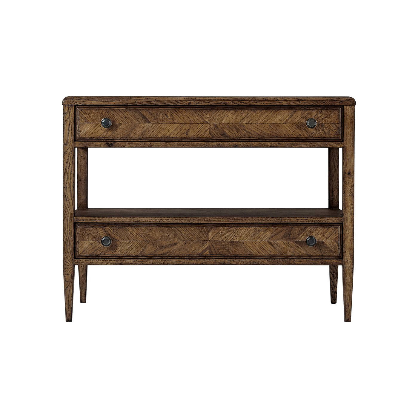 Dark Rustic Oak Bedside Table - English Georgian America