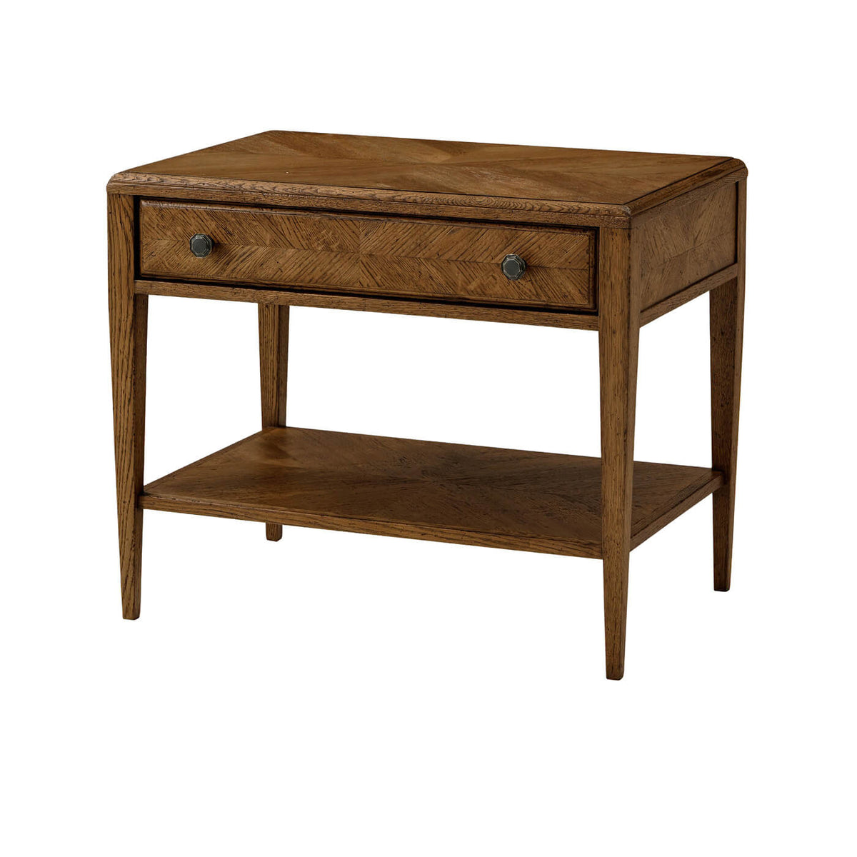 Dark Rustic Oak End Table - English Georgian America