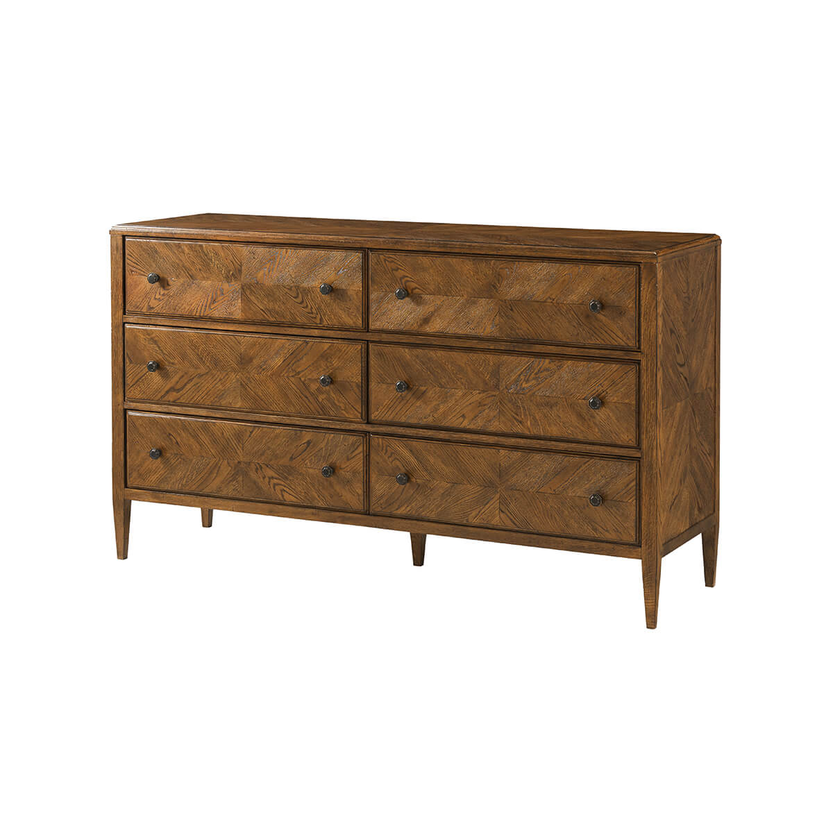 Dark Rustic Oak Parquetry Dresser - English Georgian America
