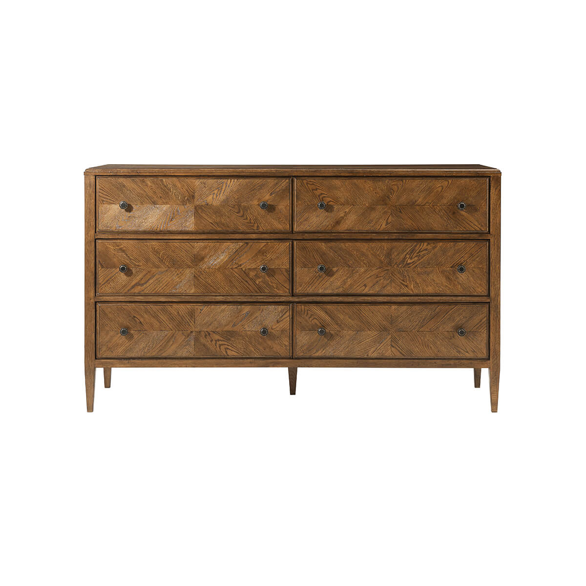 Dark Rustic Oak Parquetry Dresser - English Georgian America